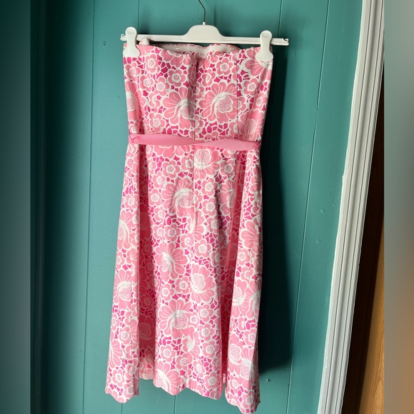 Vintage Lilly Pulitzer pink floral strapless dress sz 12 - Picture 5 of 5